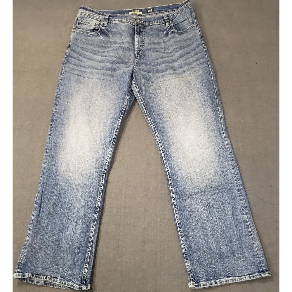 Reclaim Regular Bootleg‎ Jeans Mens 40R Blue Medium Wash Stretch Denim